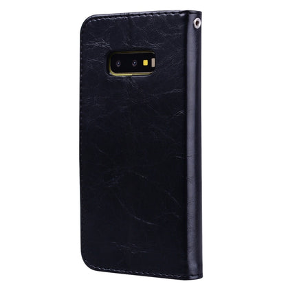ซองหนังพลิกแนวนอนเนื้อน้ำมันขี้ผึ้งสไตล์ธุรกิจสำหรับ Galaxy S10 E พร้อมตัวยึดและช่องเสียบการ์ดและกระเป๋าสตางค์, For Galaxy S10 E