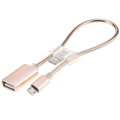 24 ซม. 2A Micro USB ไปยัง USB อลูมิเนียมอัลลอยด์ท่ออะแดปเตอร์ OTG สายชาร์จข้อมูลพร้อมขั้วต่อ USB-C / Type-C