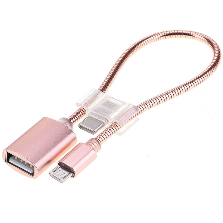 24 ซม. 2A Micro USB ไปยัง USB อลูมิเนียมอัลลอยด์ท่ออะแดปเตอร์ OTG สายชาร์จข้อมูลพร้อมขั้วต่อ USB-C / Type-C