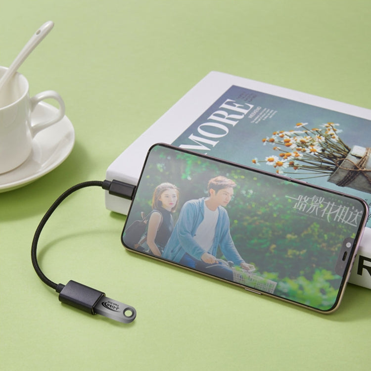 24 ซม. 2A Micro USB ไปยัง USB อลูมิเนียมอัลลอยด์ท่ออะแดปเตอร์ OTG สายชาร์จข้อมูลพร้อมขั้วต่อ USB-C / Type-C