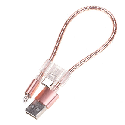 สายชาร์จข้อมูลแบบยืดหยุ่น Micro USB + USB-C / Type-C ถึง USB ขนาด 24 ซม. 2A