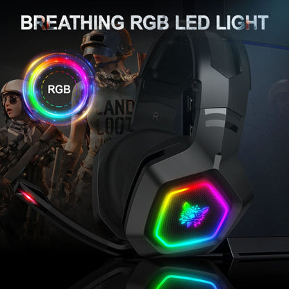 ONIKUMA K10 เกมคอมพิวเตอร์ชุดหูฟังแบบมีสายพร้อมไฟ LED RGB, K10