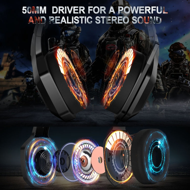 ONIKUMA K10 เกมคอมพิวเตอร์ชุดหูฟังแบบมีสายพร้อมไฟ LED RGB, K10