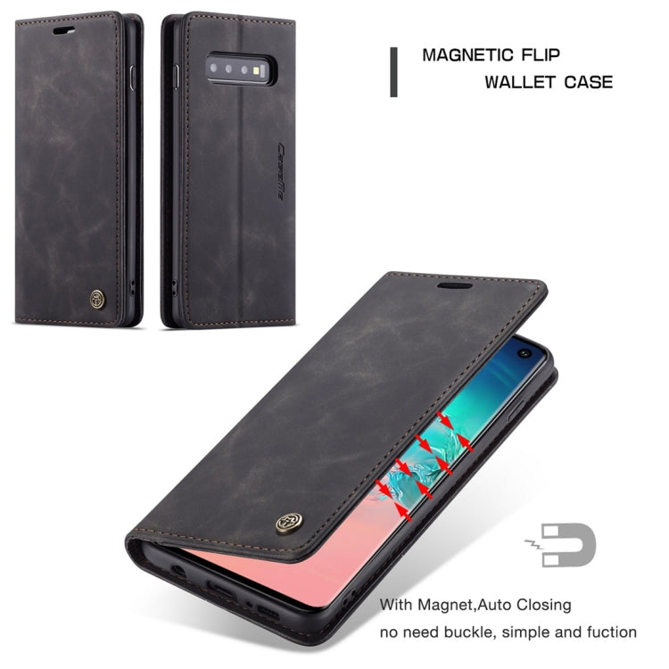 CaseMe-013 ซองหนังพลิกแนวนอน Retro Frosted มัลติฟังก์ชั่นสำหรับ Galaxy S10 พร้อมช่องเสียบการ์ดและที่วางและกระเป๋าสตางค์, For Galaxy S10