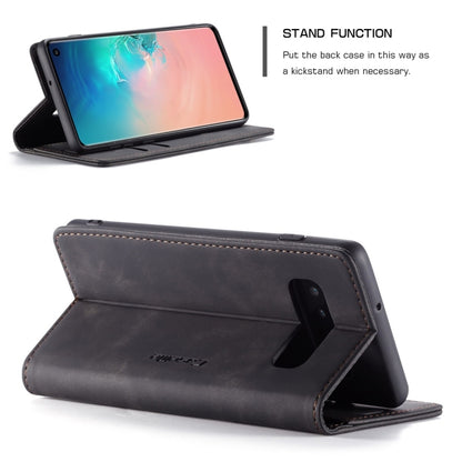 CaseMe-013 ซองหนังพลิกแนวนอน Retro Frosted มัลติฟังก์ชั่นสำหรับ Galaxy S10 พร้อมช่องเสียบการ์ดและที่วางและกระเป๋าสตางค์, For Galaxy S10