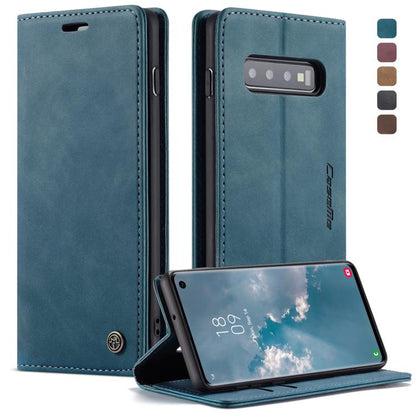 CaseMe-013 ซองหนังพลิกแนวนอน Retro Frosted มัลติฟังก์ชั่นสำหรับ Galaxy S10 พร้อมช่องเสียบการ์ดและที่วางและกระเป๋าสตางค์, For Galaxy S10