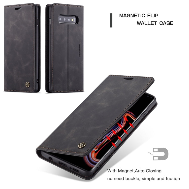 CaseMe-013 ซองหนังพลิกแนวนอน Retro Frosted มัลติฟังก์ชั่นสำหรับ Galaxy S10 Plus พร้อมช่องเสียบการ์ดและที่วางและกระเป๋าสตางค์, For Galaxy S10 Plus