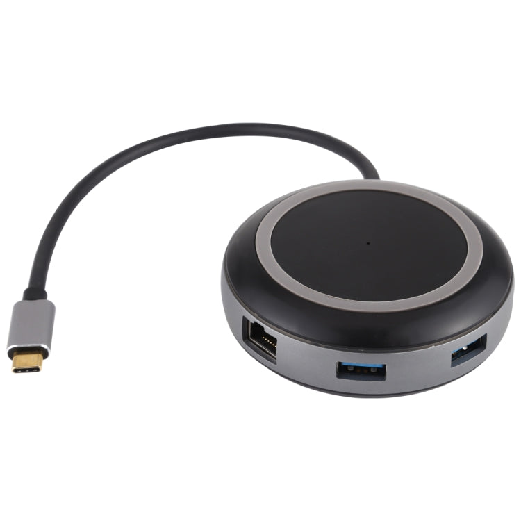 USB-C / Type-C เป็น USB 3.0 x 3 + USB-C / Type-C + HDMI + RJ45 + เครื่องอ่านการ์ด SD / TF อะแดปเตอร์ HUB มัลติฟังก์ชั่น