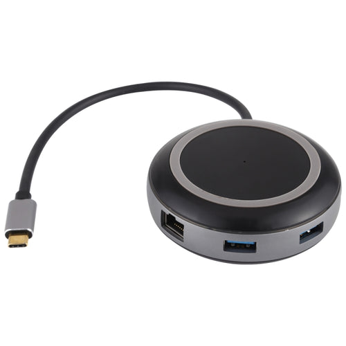 USB-C / Type-C เป็น USB 3.0 x 3 + USB-C / Type-C + HDMI + RJ45 + เครื่องอ่านการ์ด SD / TF อะแดปเตอร์ HUB มัลติฟังก์ชั่น