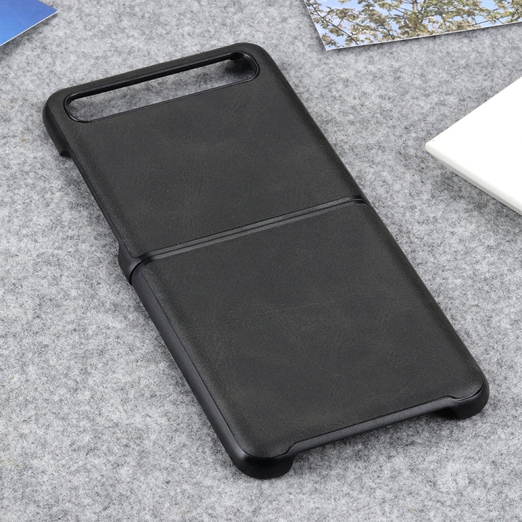 สำหรับ Galaxy Z Flip เคสป้องกันแบบพับหนังวัวสองสี