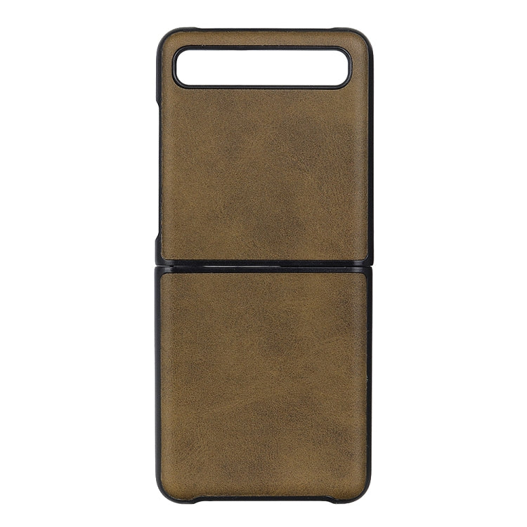 สำหรับ Galaxy Z Flip เคสป้องกันแบบพับหนังวัวสองสี