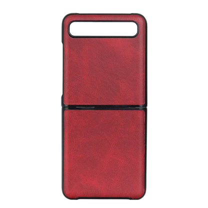 สำหรับ Galaxy Z Flip เคสป้องกันแบบพับหนังวัวสองสี