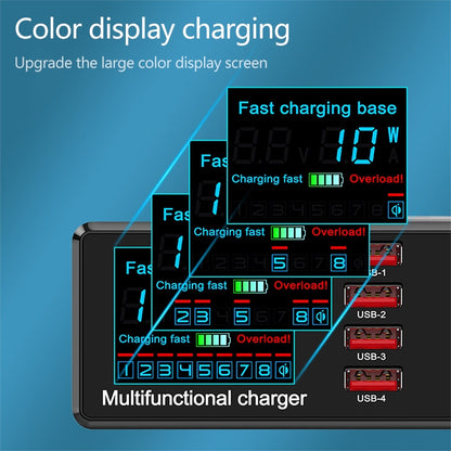 X9 9 in 1 QC 3.0 อินเทอร์เฟซ USB + พอร์ต USB 6 พอร์ต + พอร์ต PD 65W + QI การชาร์จอย่างรวดเร็วแบบไร้สายเครื่องชาร์จมัลติฟังก์ชั่นพร้อมจอแสดงผล LED, X9