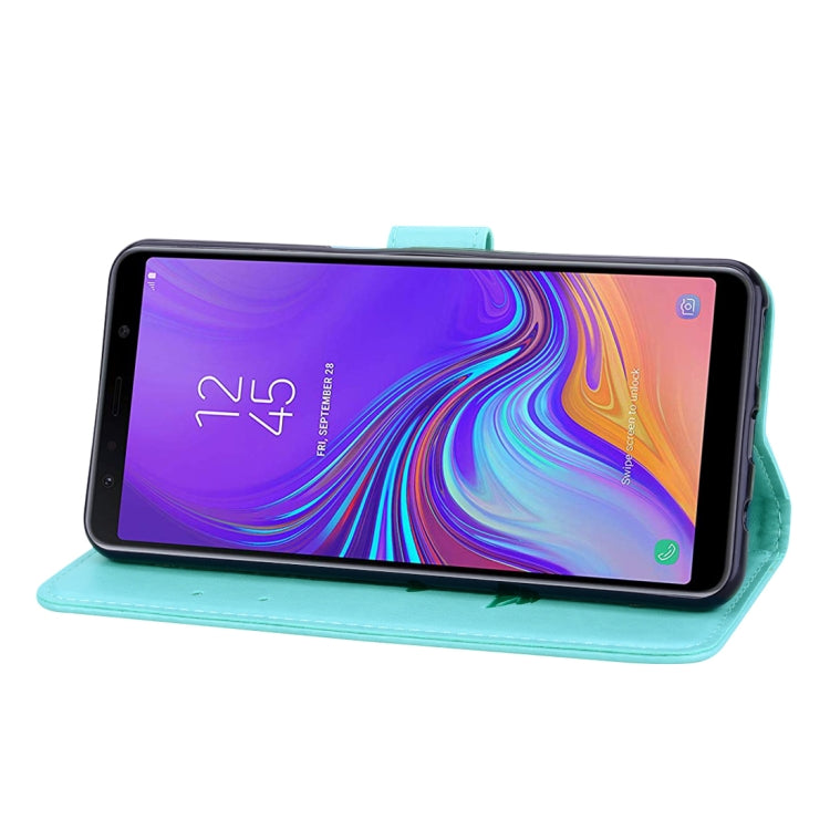 ซองหนัง PU แบบพลิกแนวนอนลายดอกกุหลาบสำหรับ Samsung Galaxy A7 (2018) พร้อมตัวยึดและช่องเสียบการ์ดและกระเป๋าสตางค์, For Samsung Galaxy A7 (2018)