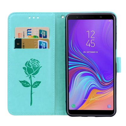 ซองหนัง PU แบบพลิกแนวนอนลายดอกกุหลาบสำหรับ Samsung Galaxy A7 (2018) พร้อมตัวยึดและช่องเสียบการ์ดและกระเป๋าสตางค์, For Samsung Galaxy A7 (2018)