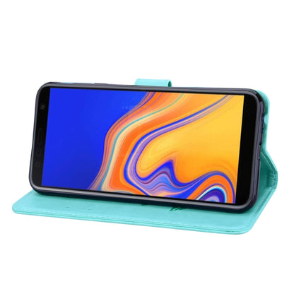 ซองหนัง PU แบบพลิกแนวนอนลายดอกกุหลาบสำหรับ Samsung Galaxy J4 Plus พร้อมตัวยึดและช่องเสียบการ์ดและกระเป๋าสตางค์, For Samsung Galaxy J4 Plus
