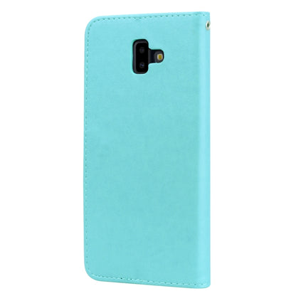 ซองหนัง PU แบบพลิกแนวนอนลายดอกกุหลาบสำหรับ Samsung Galaxy J6 Plus พร้อมตัวยึดและช่องเสียบการ์ดและกระเป๋าสตางค์, For Samsung Galaxy J6 Plus