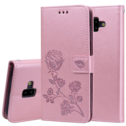 ซองหนัง PU แบบพลิกแนวนอนลายดอกกุหลาบสำหรับ Samsung Galaxy J6 Plus พร้อมตัวยึดและช่องเสียบการ์ดและกระเป๋าสตางค์, For Samsung Galaxy J6 Plus