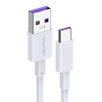 awei CL-77T 5A USB เป็น USB-C / Type-C อินเทอร์เฟซสายเคเบิลข้อมูล TPE ชาร์จเร็วอัจฉริยะ, ความยาวสายเคเบิล: 1 ม., USB-C / Type-C