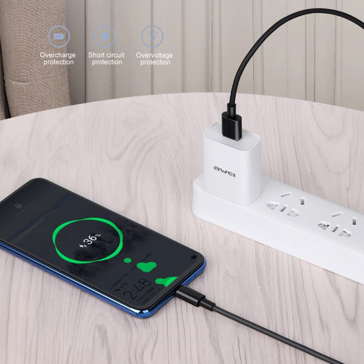 awei CL-77M 5A อินเทอร์เฟซ USB เป็น Micro USB สายชาร์จข้อมูล TPE อัจฉริยะอย่างรวดเร็วความยาวสายเคเบิล: 1 ม., Micro USB