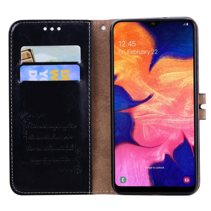 ซองหนังพลิกแนวนอนเนื้อขี้ผึ้งน้ำมันสไตล์ธุรกิจสำหรับ Galaxy A10 พร้อมตัวยึดและช่องเสียบการ์ดและกระเป๋าสตางค์, For Galaxy A10