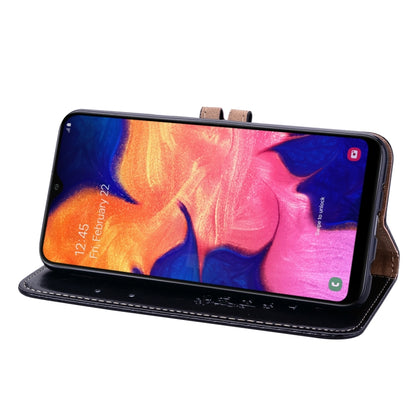 ซองหนังพลิกแนวนอนเนื้อขี้ผึ้งน้ำมันสไตล์ธุรกิจสำหรับ Galaxy A10 พร้อมตัวยึดและช่องเสียบการ์ดและกระเป๋าสตางค์, For Galaxy A10