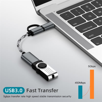 USB 3.0 ตัวเมียเป็น Micro USB USB-C / Type-C การชาร์จตัวผู้ + การส่งผ่านสายเคเบิลอะแดปเตอร์ถักไนลอน OTG ความยาวสายเคเบิล: 17 ซม., Micro USB 17cm Grey, Micro USB 17cm Gold