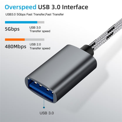 USB 3.0 ตัวเมียเป็น Micro USB USB-C / Type-C การชาร์จตัวผู้ + การส่งผ่านสายเคเบิลอะแดปเตอร์ถักไนลอน OTG ความยาวสายเคเบิล: 17 ซม., Micro USB 17cm Grey, Micro USB 17cm Gold