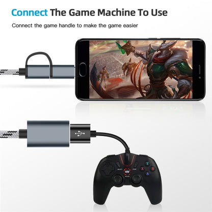 USB 3.0 ตัวเมียเป็น Micro USB USB-C / Type-C การชาร์จตัวผู้ + การส่งผ่านสายเคเบิลอะแดปเตอร์ถักไนลอน OTG ความยาวสายเคเบิล: 17 ซม., Micro USB 17cm Grey, Micro USB 17cm Gold