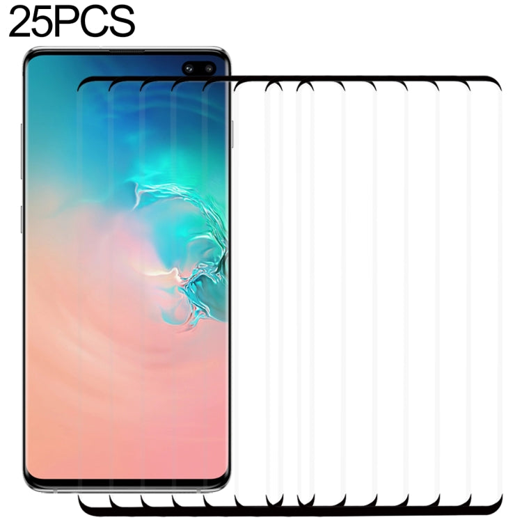 25 ชิ้น 9H 2.5D ฟิล์มกระจกนิรภัยคริสตัลหน้าจอโค้งระดับพรีเมียมสำหรับ Galaxy S10 Plus, For Galaxy S10 Plus, Lessen Version