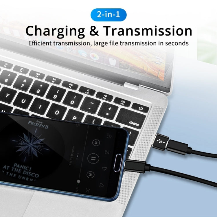 อะแดปเตอร์โลหะผสมอลูมิเนียมตัวผู้ USB-C / Type-C ถึง USB 2.0 รองรับการชาร์จและการส่งผ่าน, USB 2.0