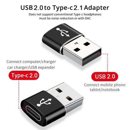 อะแดปเตอร์โลหะผสมอลูมิเนียมตัวผู้ USB-C / Type-C ถึง USB 2.0 รองรับการชาร์จและการส่งผ่าน, USB 2.0