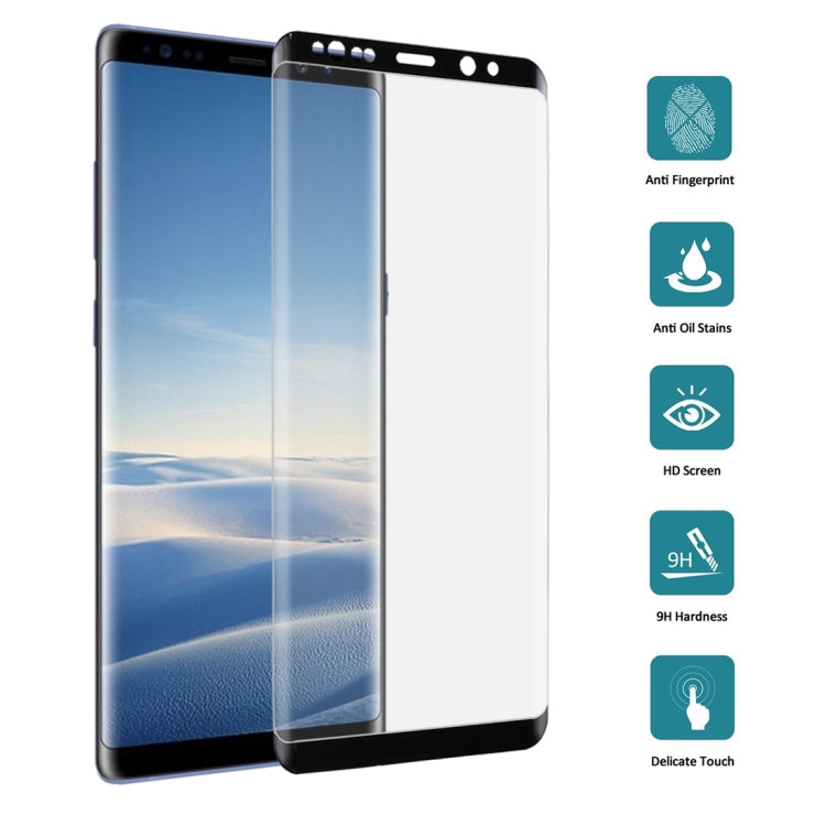 สำหรับ Galaxy Note 8 0.3mm 9H ความแข็งพื้นผิว 3D ฟิล์มกระจกนิรภัยแบบเต็มหน้าจอป้องกันการระเบิด, For Galaxy Note 8 0.3mm