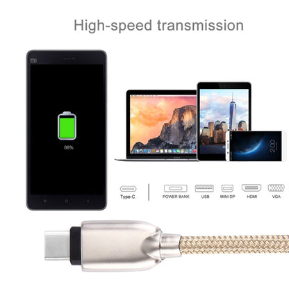 หัวโลหะแบบทอ 1M 108 แกนทองแดง USB-C / Type-C ถึง USB Data Sync สายชาร์จ