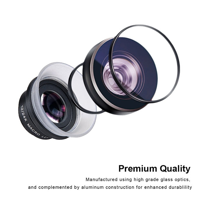 APEXEL APL-24X-H 2 in 1 Universal ภายนอก 12X และ 24X Macro เลนส์โทรศัพท์มือถือพร้อมเลนส์