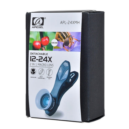 APEXEL APL-24X-H 2 in 1 Universal ภายนอก 12X และ 24X Macro เลนส์โทรศัพท์มือถือพร้อมเลนส์