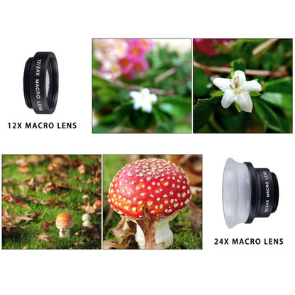 APEXEL APL-24X-H 2 in 1 Universal ภายนอก 12X และ 24X Macro เลนส์โทรศัพท์มือถือพร้อมเลนส์