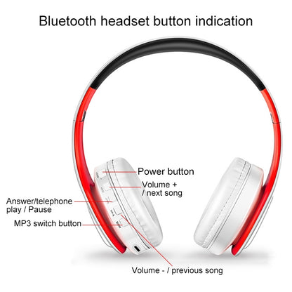 LPT660 ไร้สายพับกีฬาเพลงสเตอริโอบลูทูธโทรศัพท์หูฟังรองรับการ์ด TF