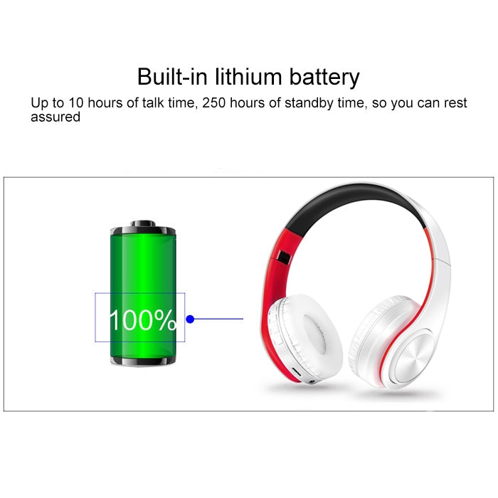 LPT660 ไร้สายพับกีฬาเพลงสเตอริโอบลูทูธโทรศัพท์หูฟังรองรับการ์ด TF