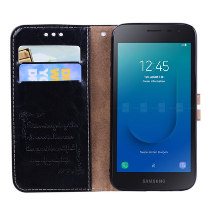 ซองหนังพลิกแนวนอนเนื้อขี้ผึ้งน้ำมันสไตล์ธุรกิจสำหรับ Galaxy J2 Core พร้อมตัวยึดและช่องเสียบการ์ดและกระเป๋าสตางค์, For Galaxy J2 Core