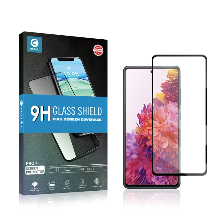 mocolo 0.33 มม. 9H 2.5D เต็มกาวผ้าไหมพิมพ์ฟิล์มกระจกนิรภัยสำหรับ Samsung Galaxy S20 FE 5G, รองรับการปลดล็อคลายนิ้วมือ, For Samsung Galaxy S20 FE 5G