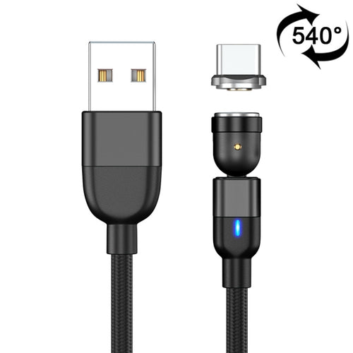 1 ม. 3A เอาต์พุต USB เป็น USB-C / Type-C 540 องศาหมุนสายชาร์จซิงค์ข้อมูลแม่เหล็ก, 1m Type-C