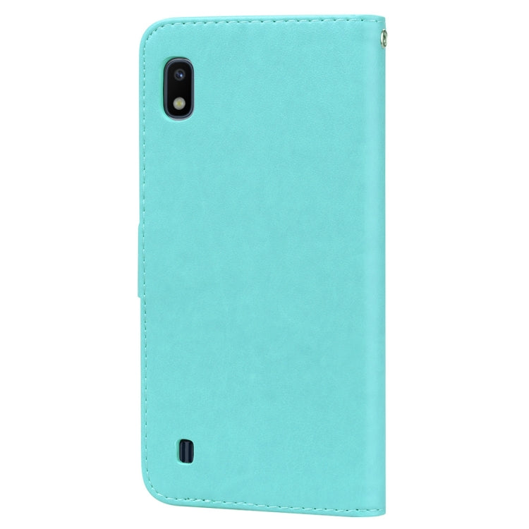 ซองหนัง PU แบบพลิกแนวนอนลายดอกกุหลาบสำหรับ Galaxy A10 พร้อมตัวยึดและช่องเสียบการ์ดและกระเป๋าสตางค์, For Samsung Galaxy A10