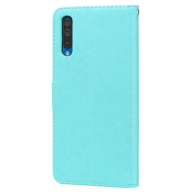 ซองหนัง PU แบบพลิกแนวนอนลายดอกกุหลาบสำหรับ Galaxy A50 พร้อมตัวยึดและช่องเสียบการ์ดและกระเป๋าสตางค์, For Samsung Galaxy A50