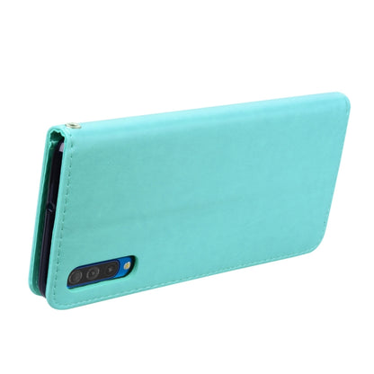ซองหนัง PU แบบพลิกแนวนอนลายดอกกุหลาบสำหรับ Galaxy A50 พร้อมตัวยึดและช่องเสียบการ์ดและกระเป๋าสตางค์, For Samsung Galaxy A50