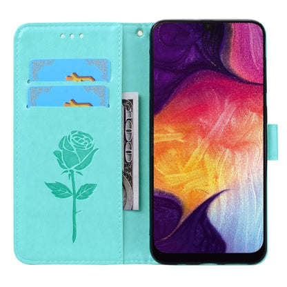 ซองหนัง PU แบบพลิกแนวนอนลายดอกกุหลาบสำหรับ Galaxy A50 พร้อมตัวยึดและช่องเสียบการ์ดและกระเป๋าสตางค์, For Samsung Galaxy A50