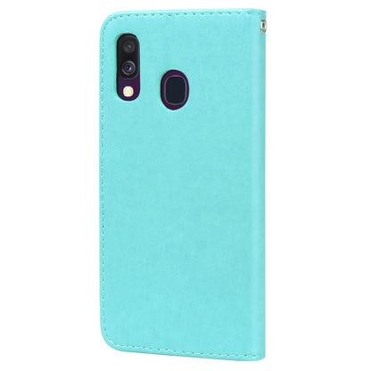 ซองหนัง PU แบบพลิกแนวนอนลายดอกกุหลาบสำหรับ Galaxy A40 พร้อมตัวยึดและช่องเสียบการ์ดและกระเป๋าสตางค์, For Samsung Galaxy A40