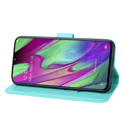 ซองหนัง PU แบบพลิกแนวนอนลายดอกกุหลาบสำหรับ Galaxy A40 พร้อมตัวยึดและช่องเสียบการ์ดและกระเป๋าสตางค์, For Samsung Galaxy A40