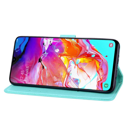 ซองหนัง PU แบบพลิกแนวนอนลายดอกกุหลาบสำหรับ Galaxy A70 พร้อมตัวยึดและช่องเสียบการ์ดและกระเป๋าสตางค์, For Samsung Galaxy A70