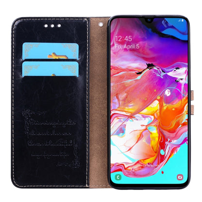 ซองหนังพลิกแนวนอนเนื้อขี้ผึ้งน้ำมันสไตล์ธุรกิจสำหรับ Galaxy A70 พร้อมตัวยึดและช่องเสียบการ์ดและกระเป๋าสตางค์, For Galaxy A70